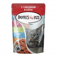 Корм для кошек Boris Kis 85гр с Говядиной в соусе пауч