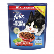 Корм для кошек Felix 600гр Мясное объедение Сухой с Говядиной пауч