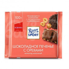 Шоколад Риттер Спорт 100гр Молочный Шоколадное печенье Орехи